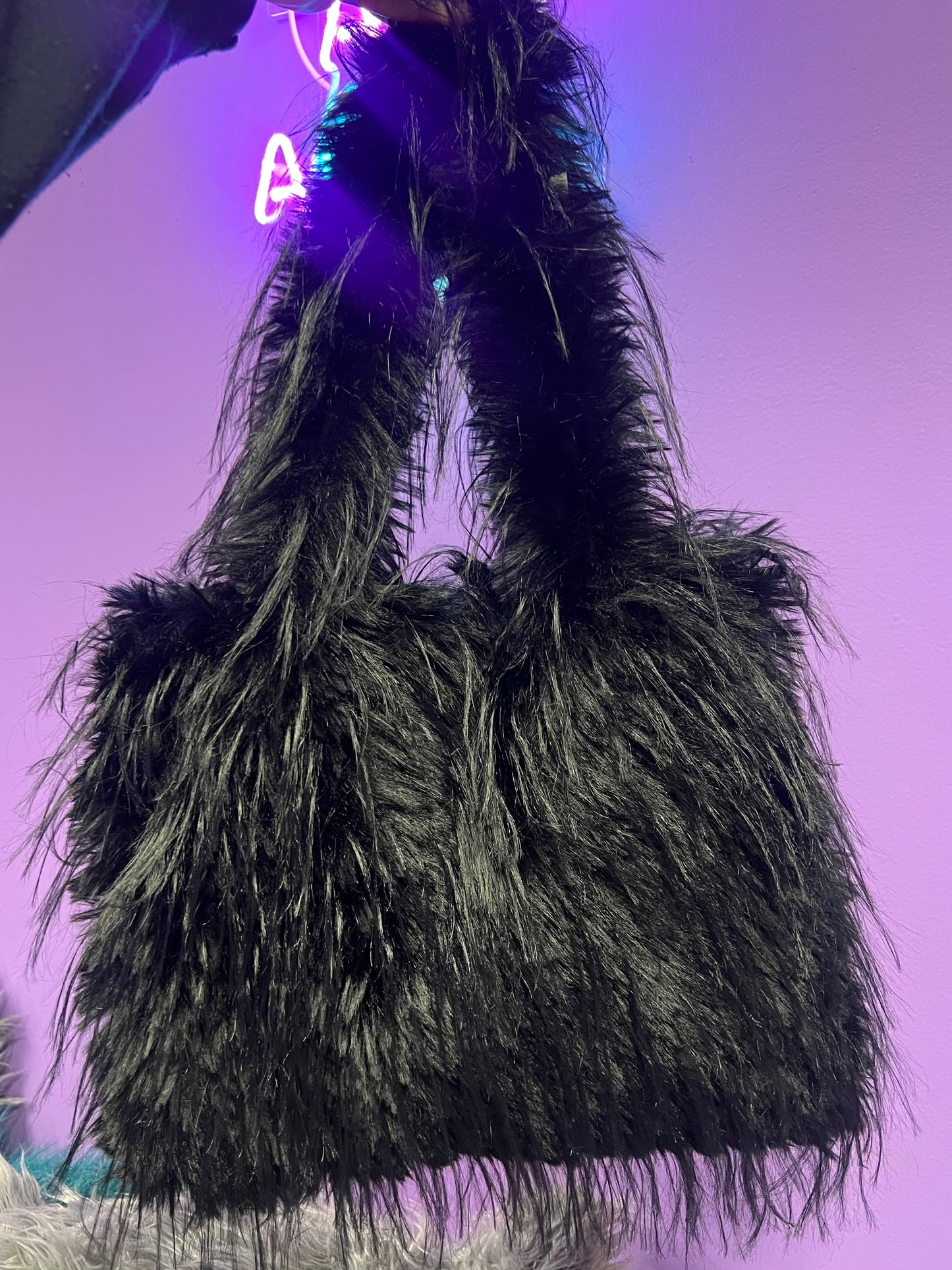 Black Fur Tote Bag