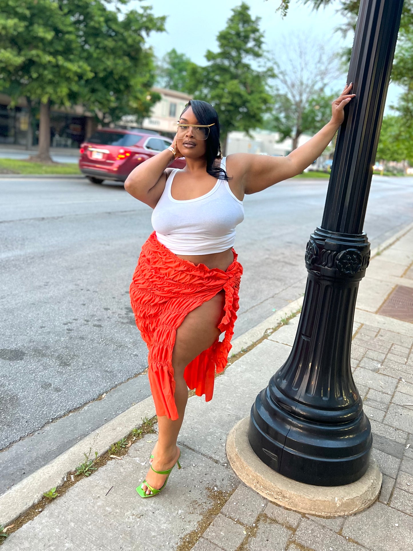 Orange Chiquita Wrap Skirt