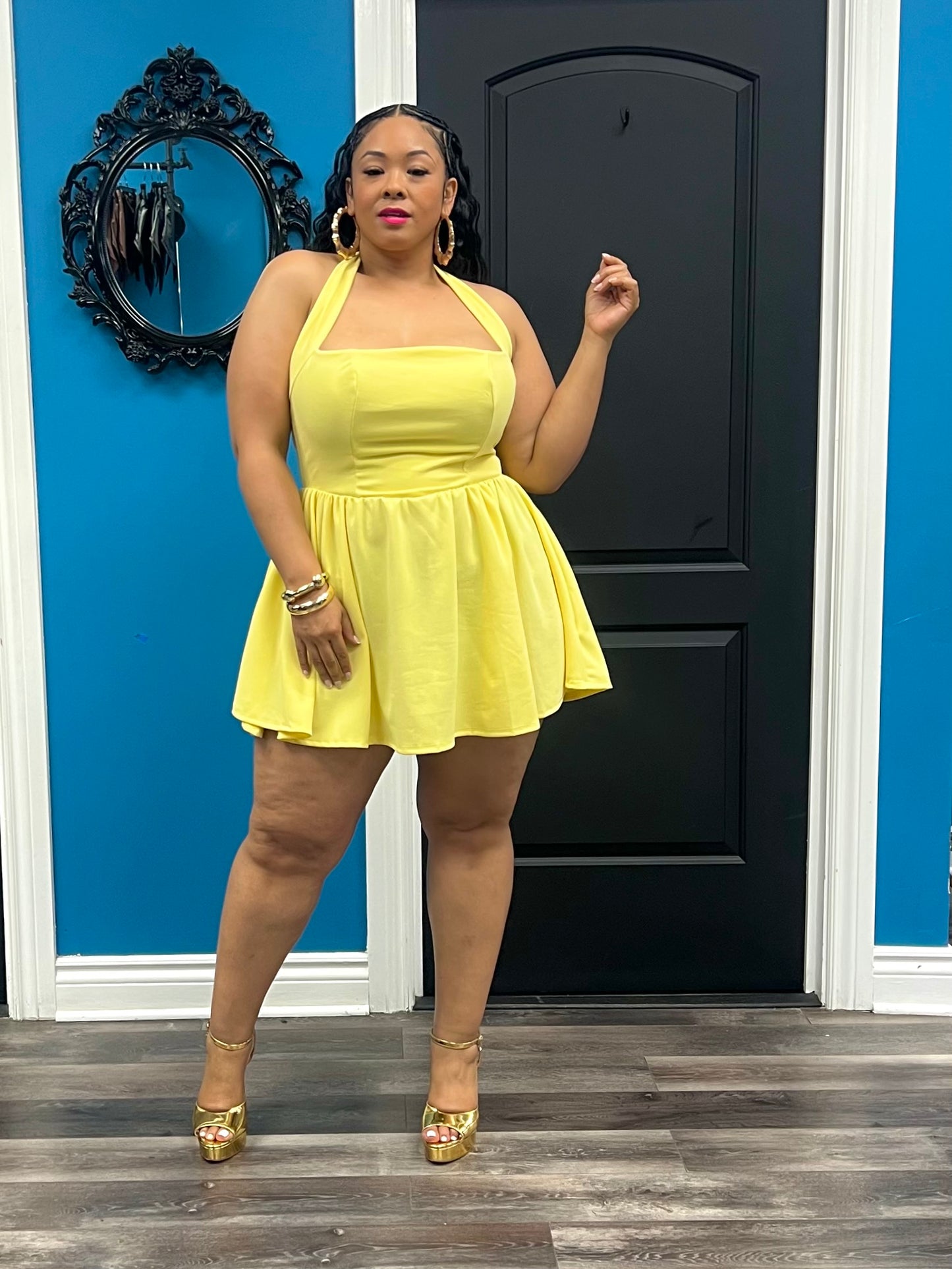 Yellow Bianca Skater Dress