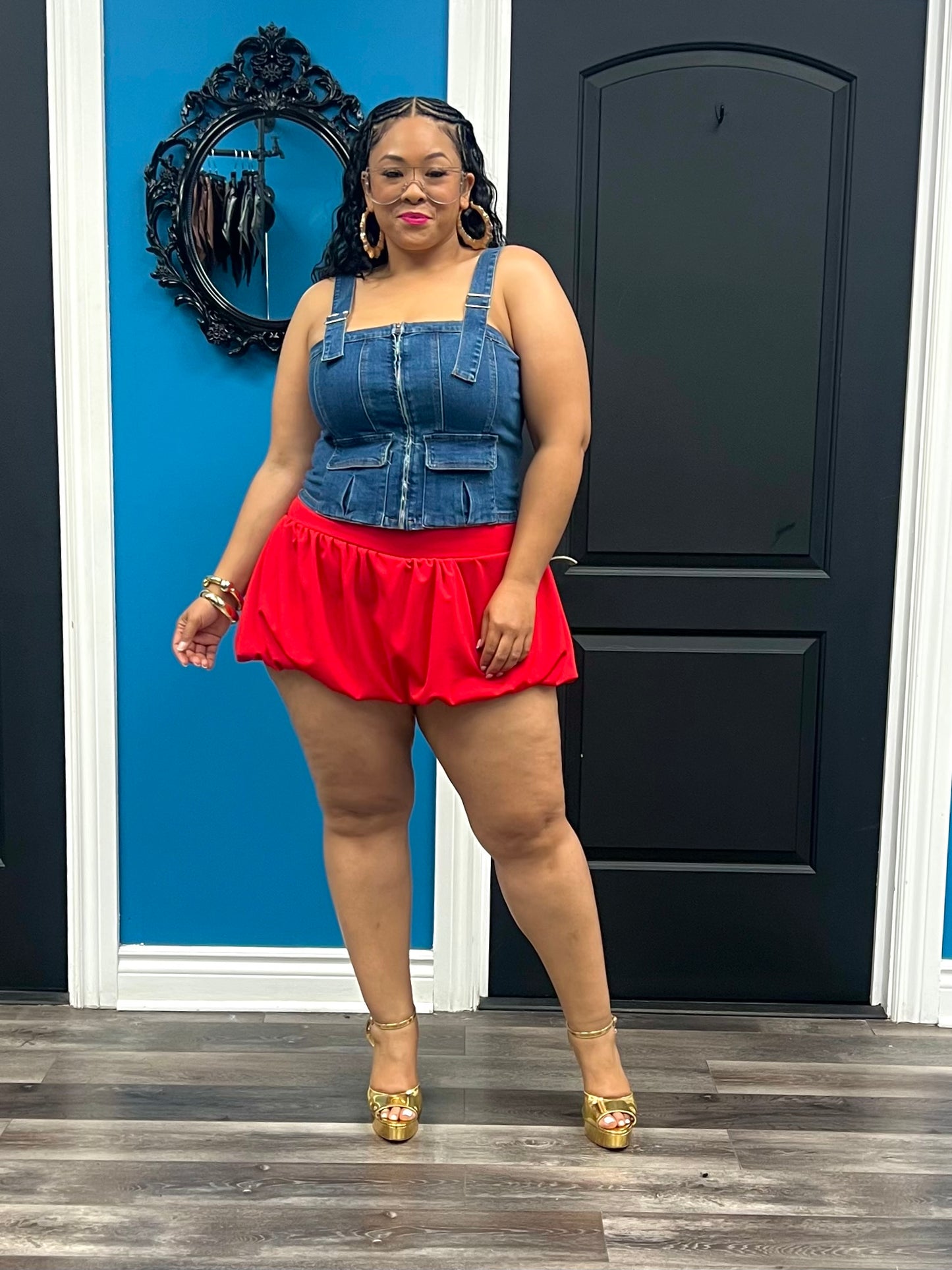 Red Bubbles Skater Skort