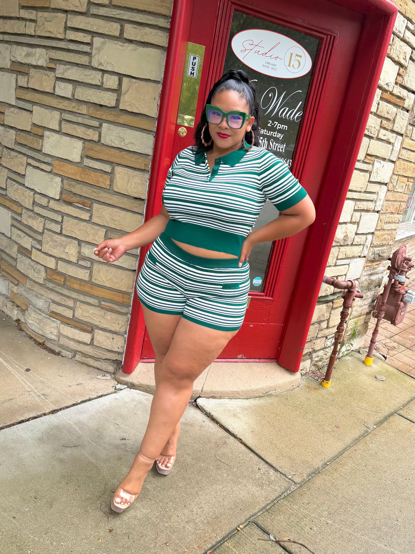 Green Gelica Short Set