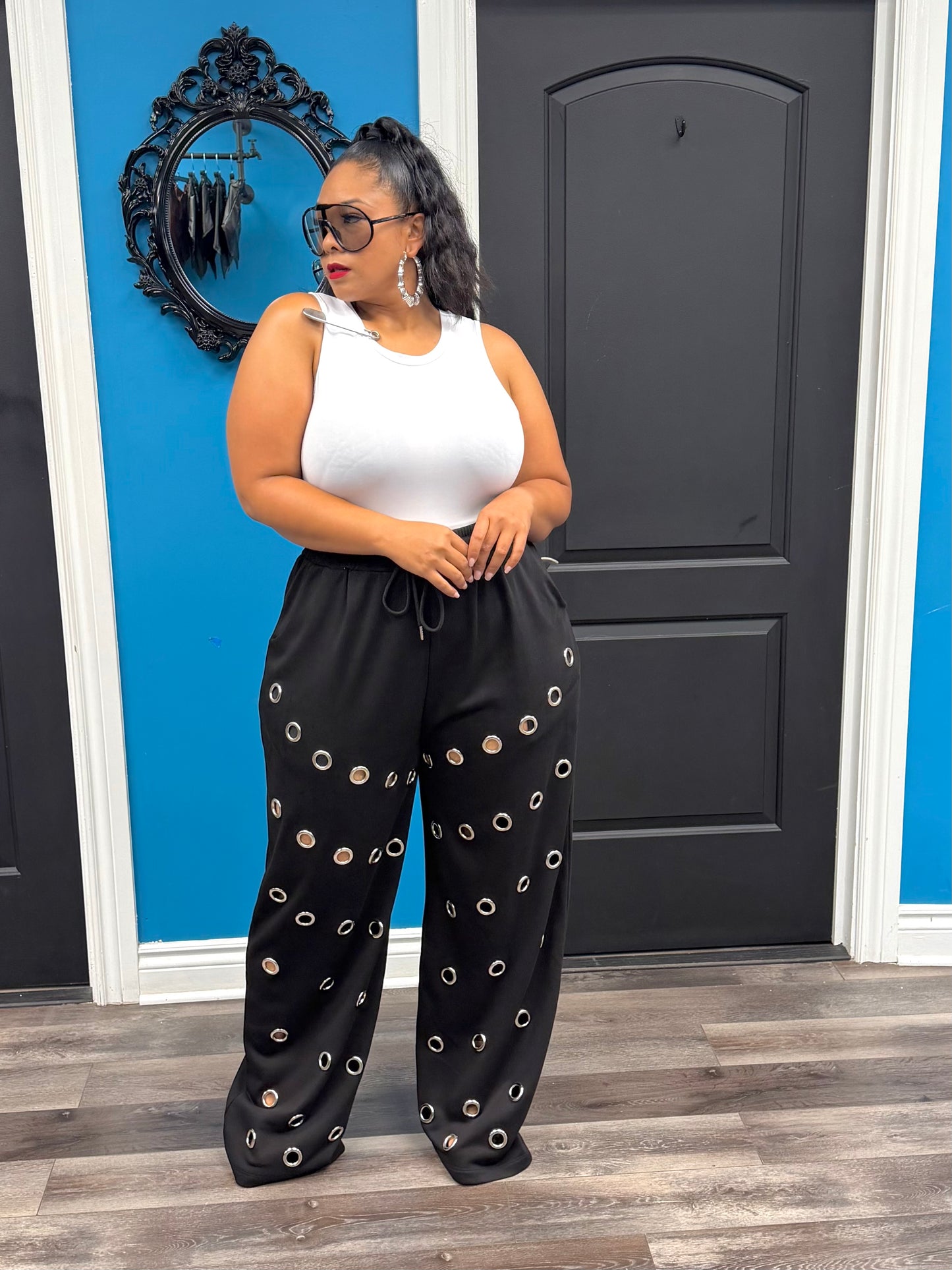 Black Grommet Joggers