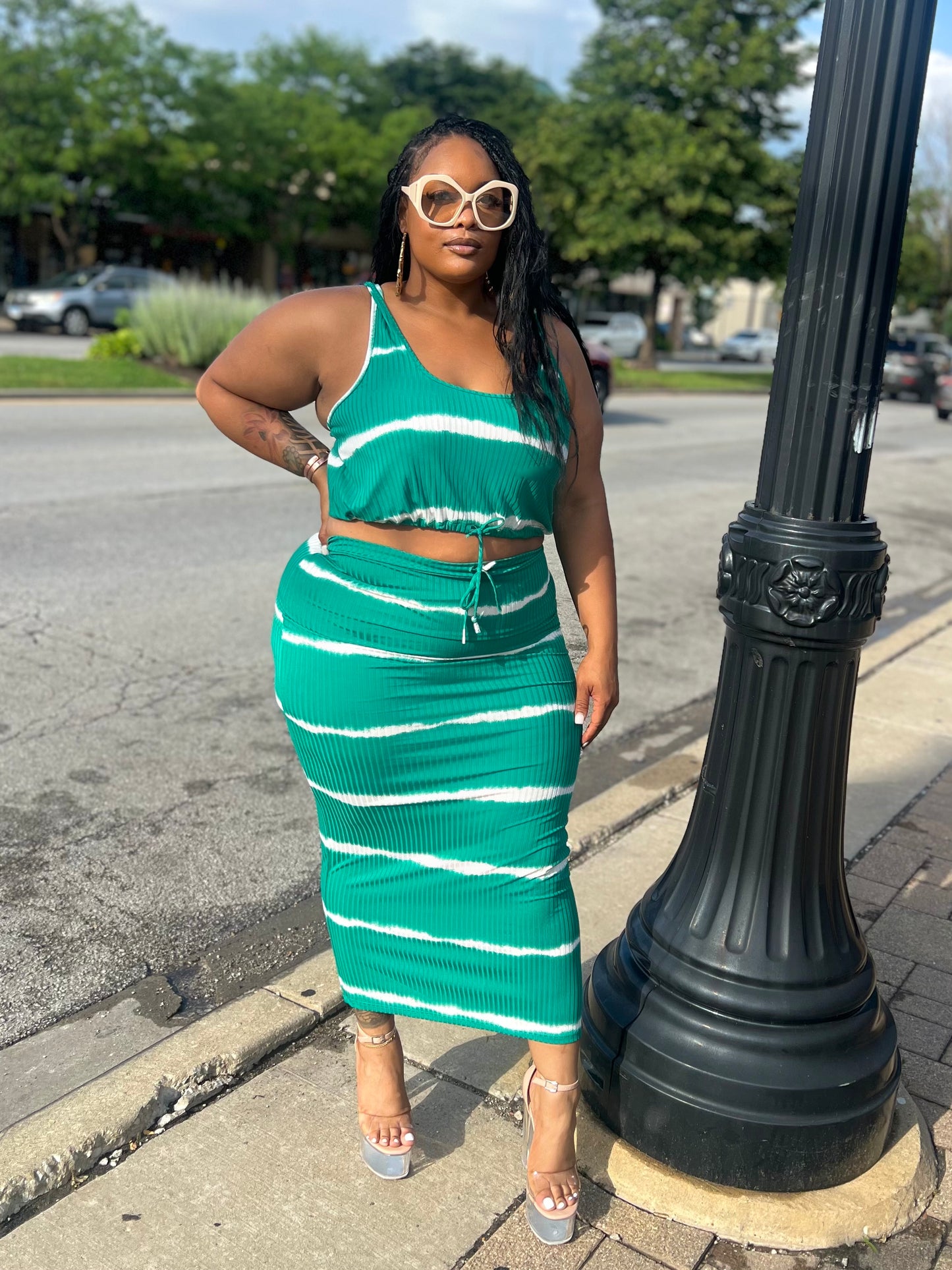Green Leah Skirt Set