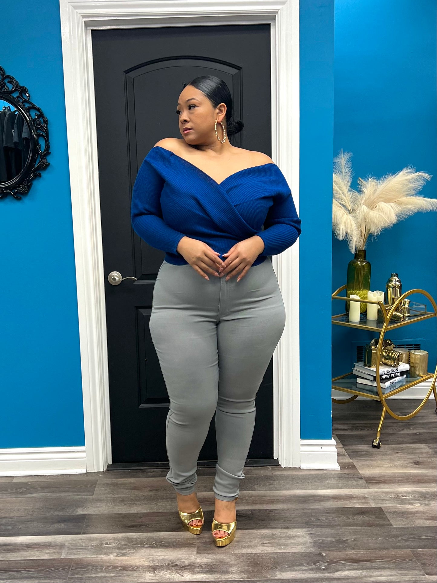 Royal Blue Wrap Me Up Sweater