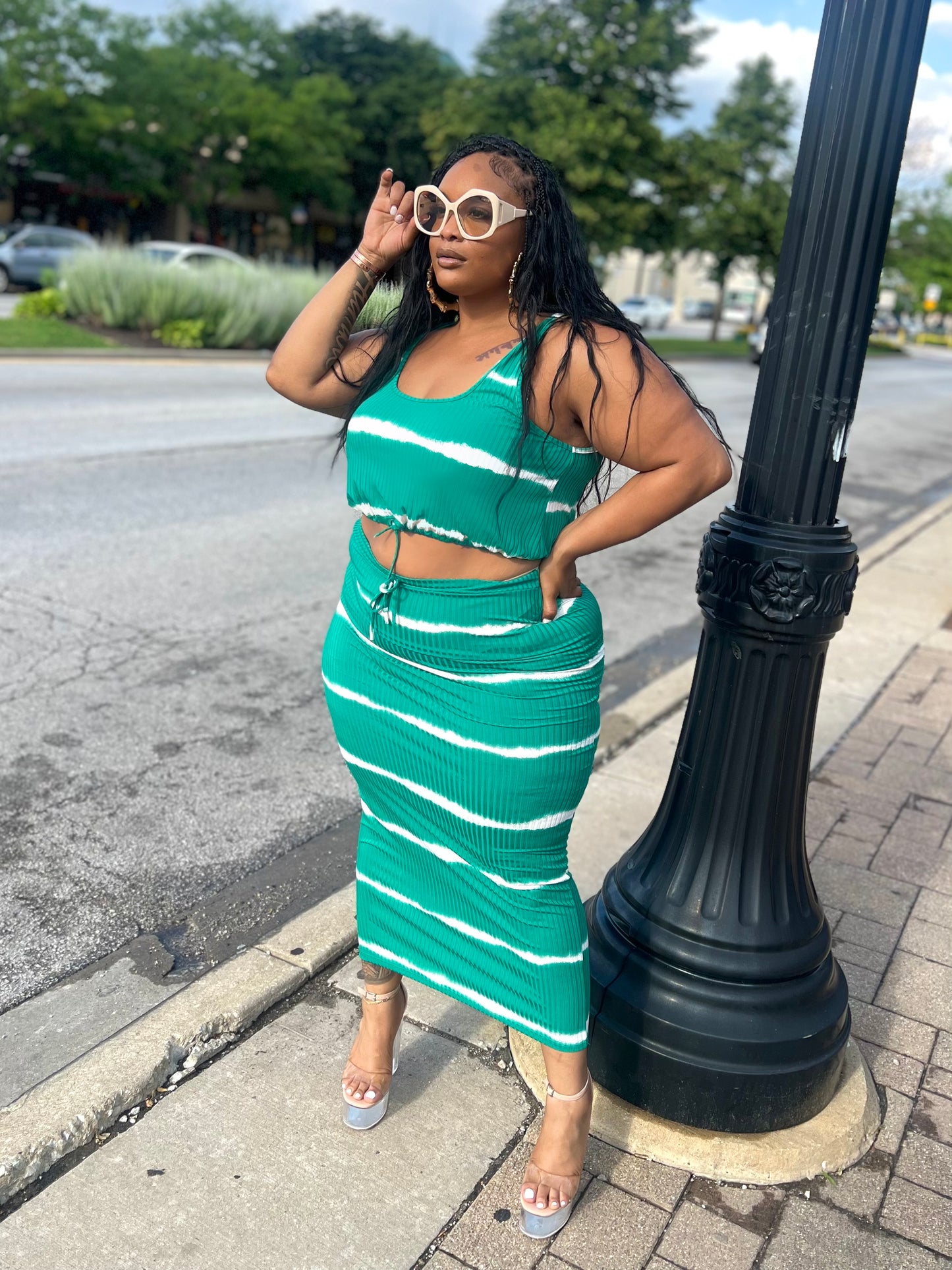 Green Leah Skirt Set