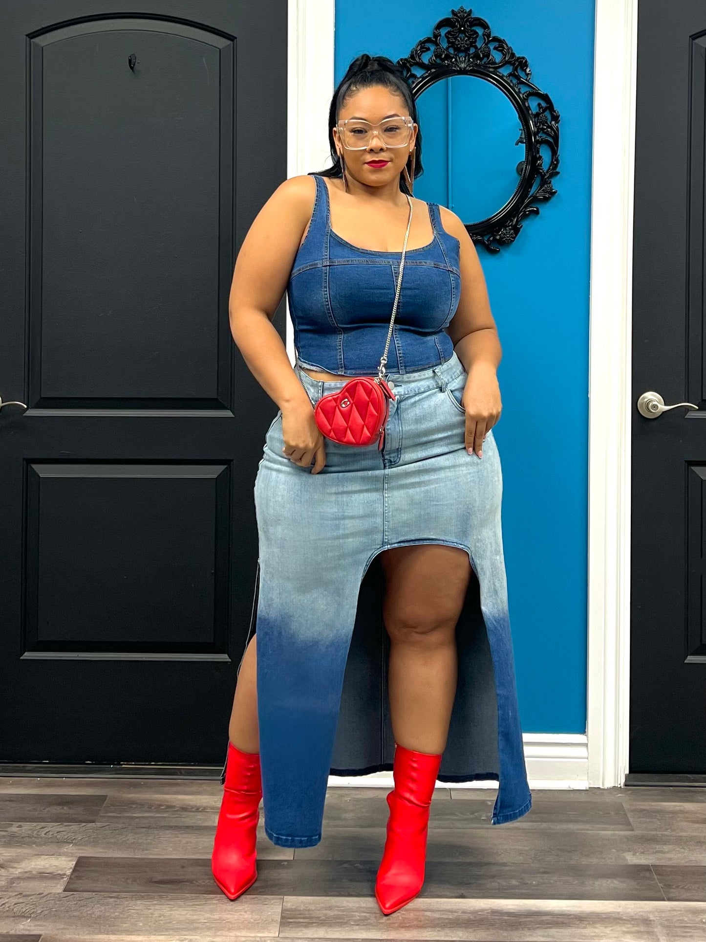 Denim Kapri Skirt