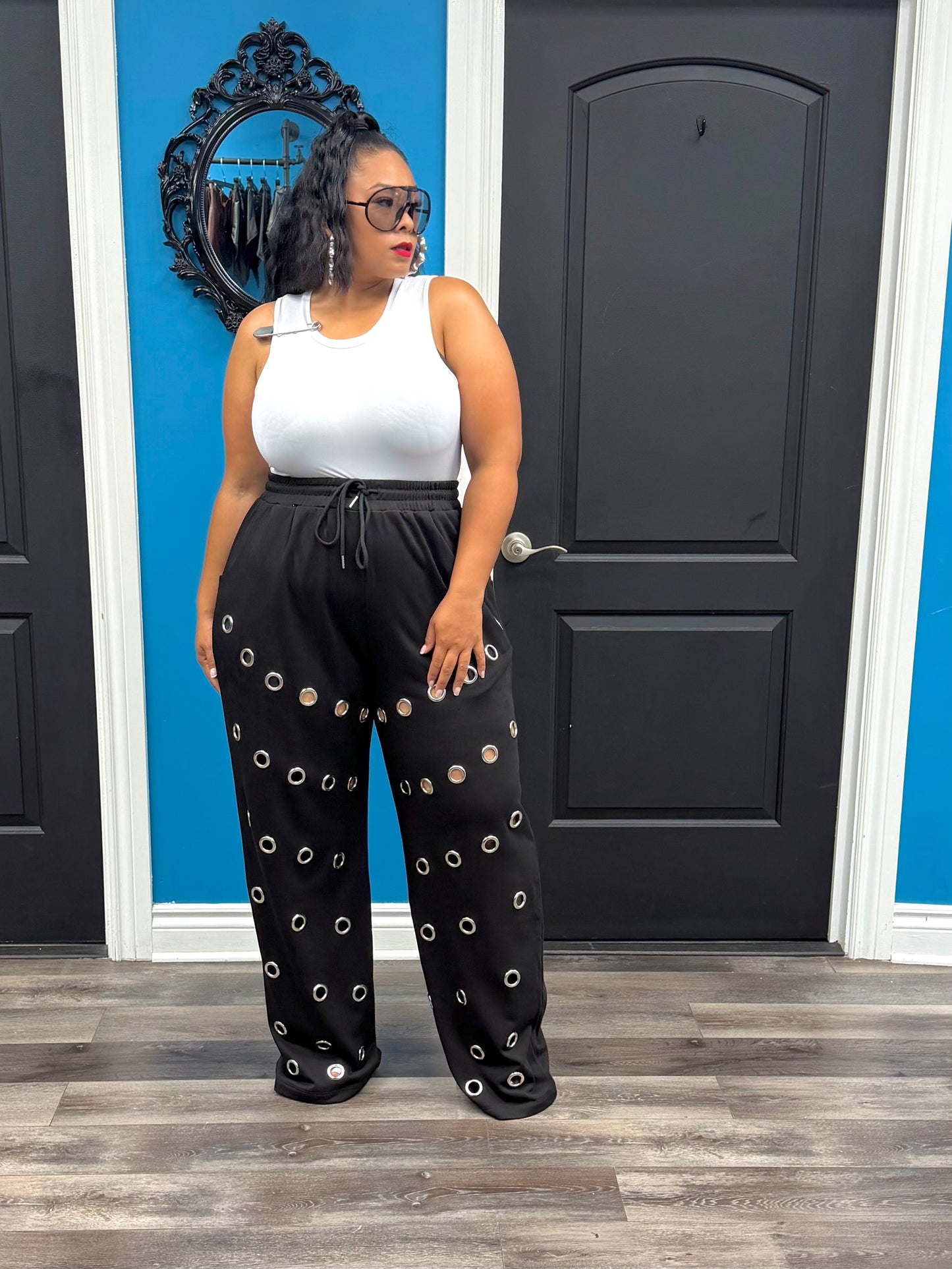Black Grommet Joggers
