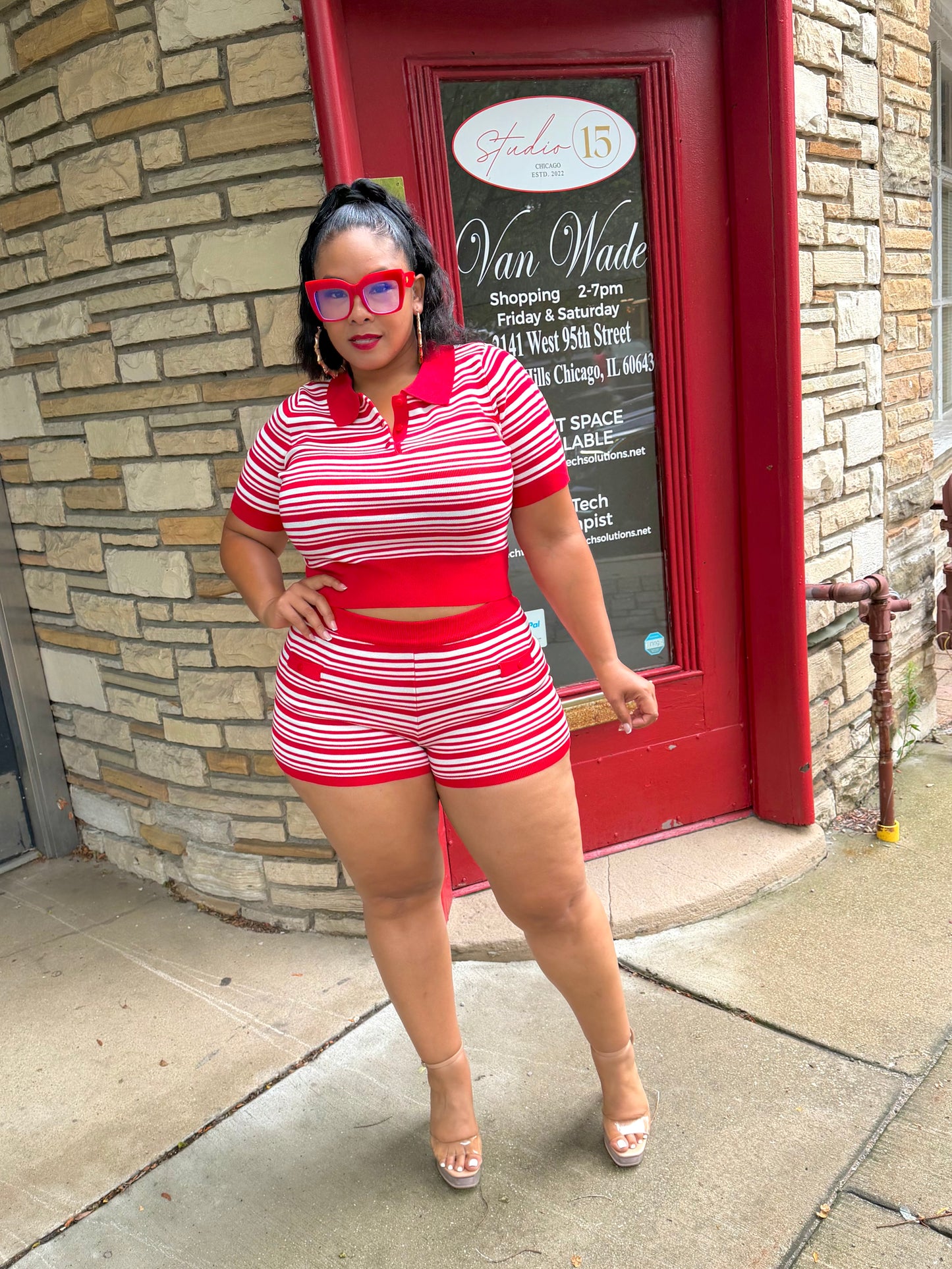Red Gelica Short Set