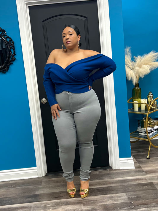 Royal Blue Wrap Me Up Sweater