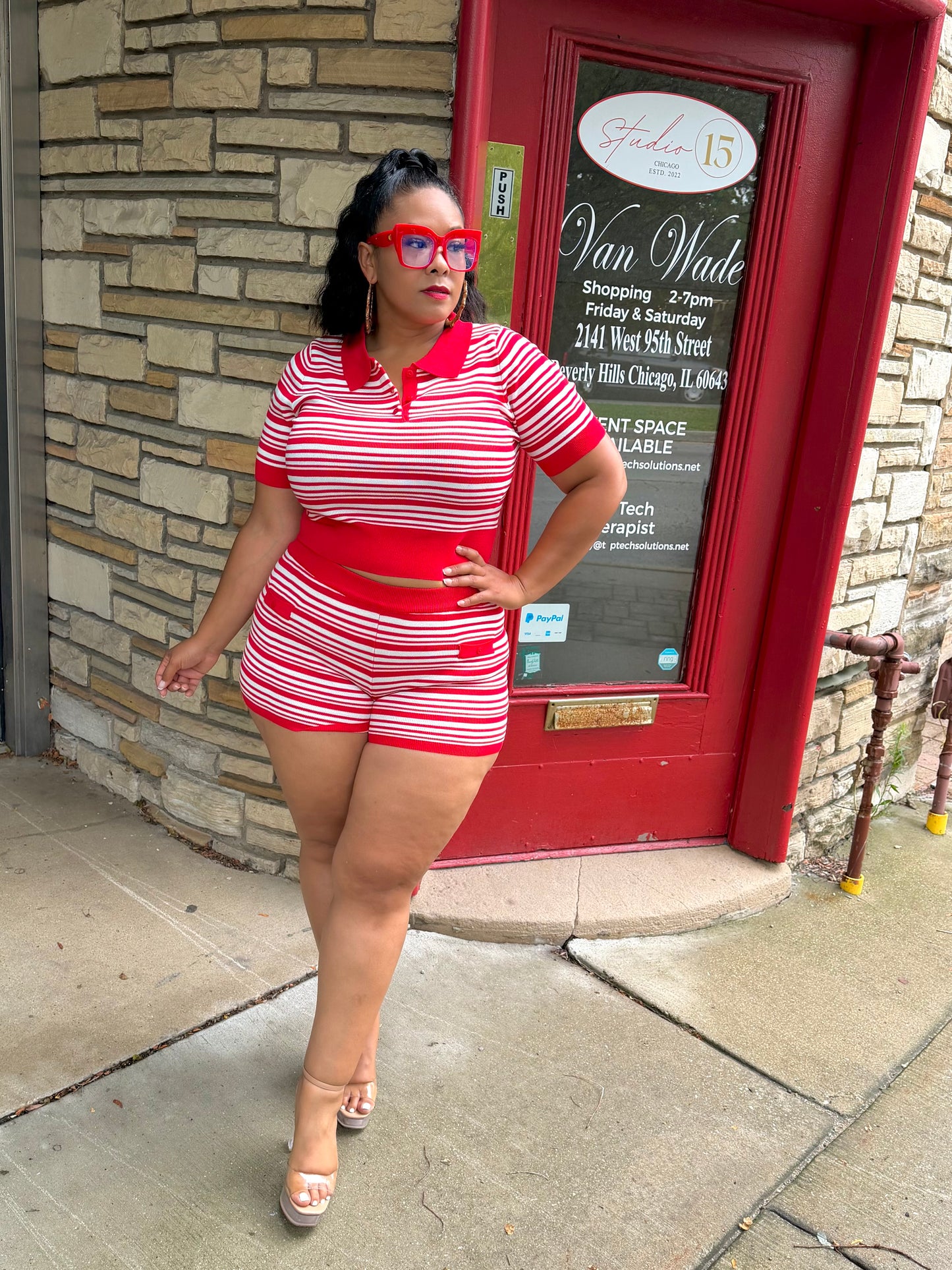 Red Gelica Short Set