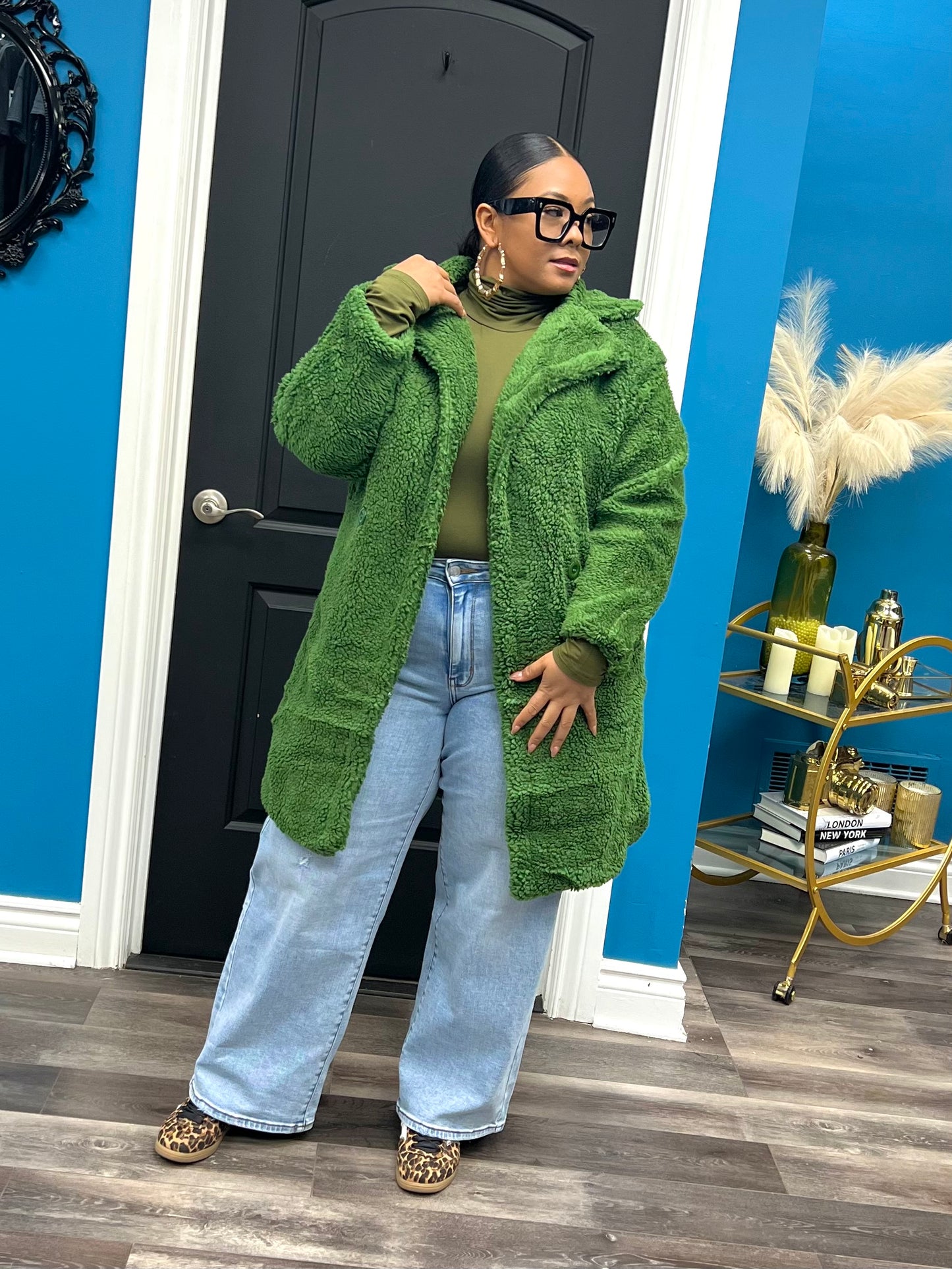 Green Teddy Coat