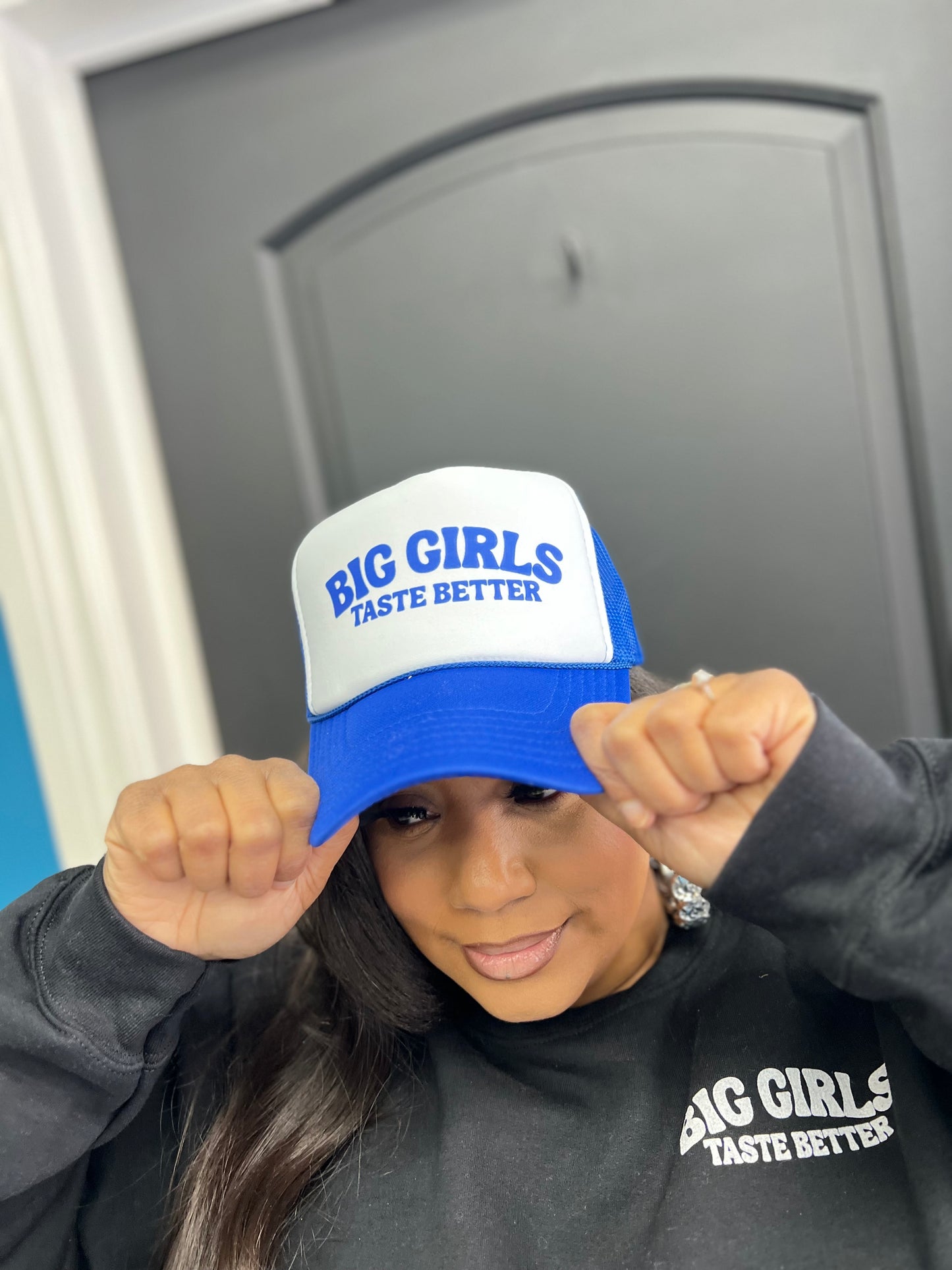 BIG Girls Taste Better Trucker Cap Royal Blue
