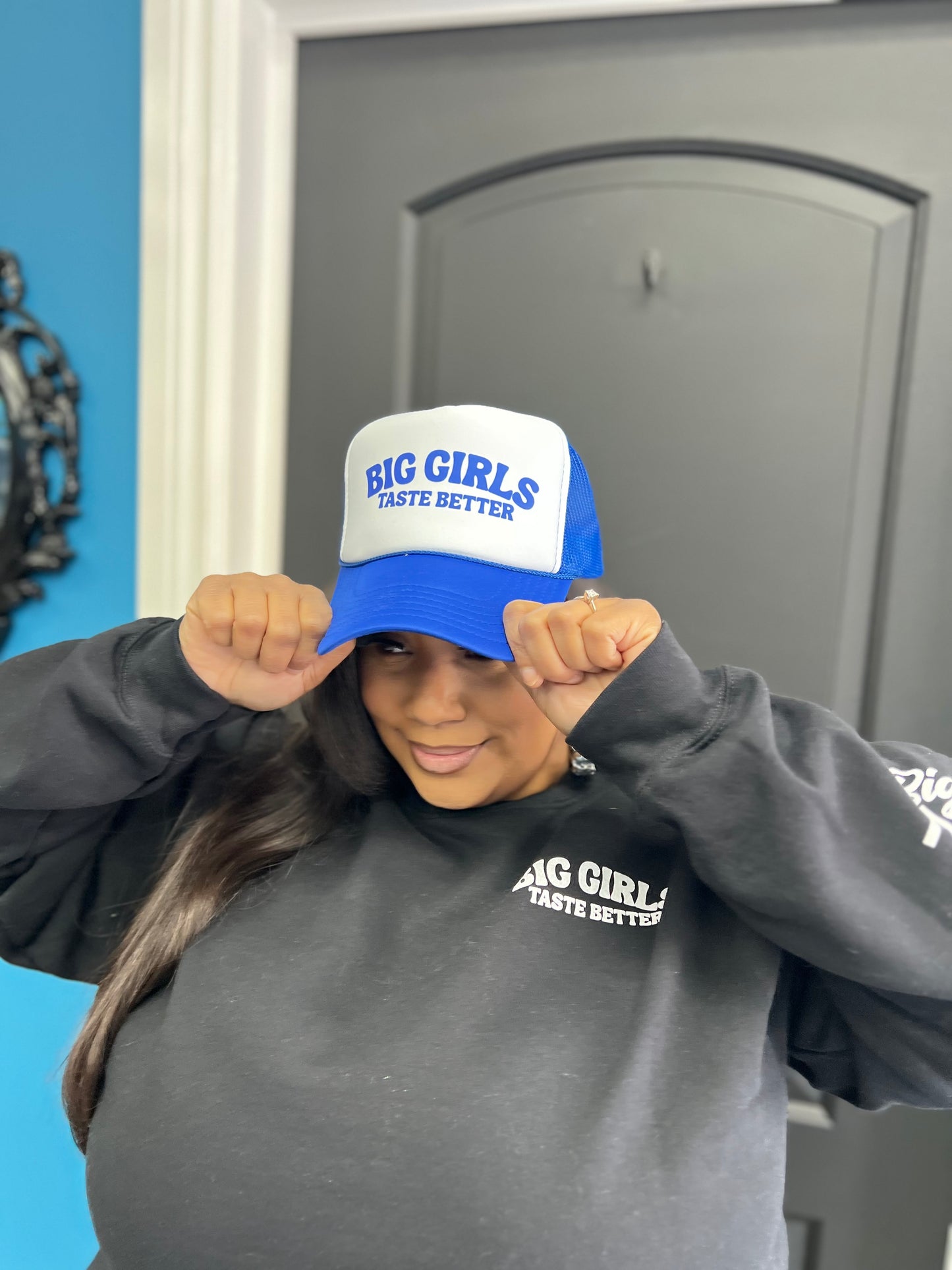 BIG Girls Taste Better Trucker Cap Royal Blue