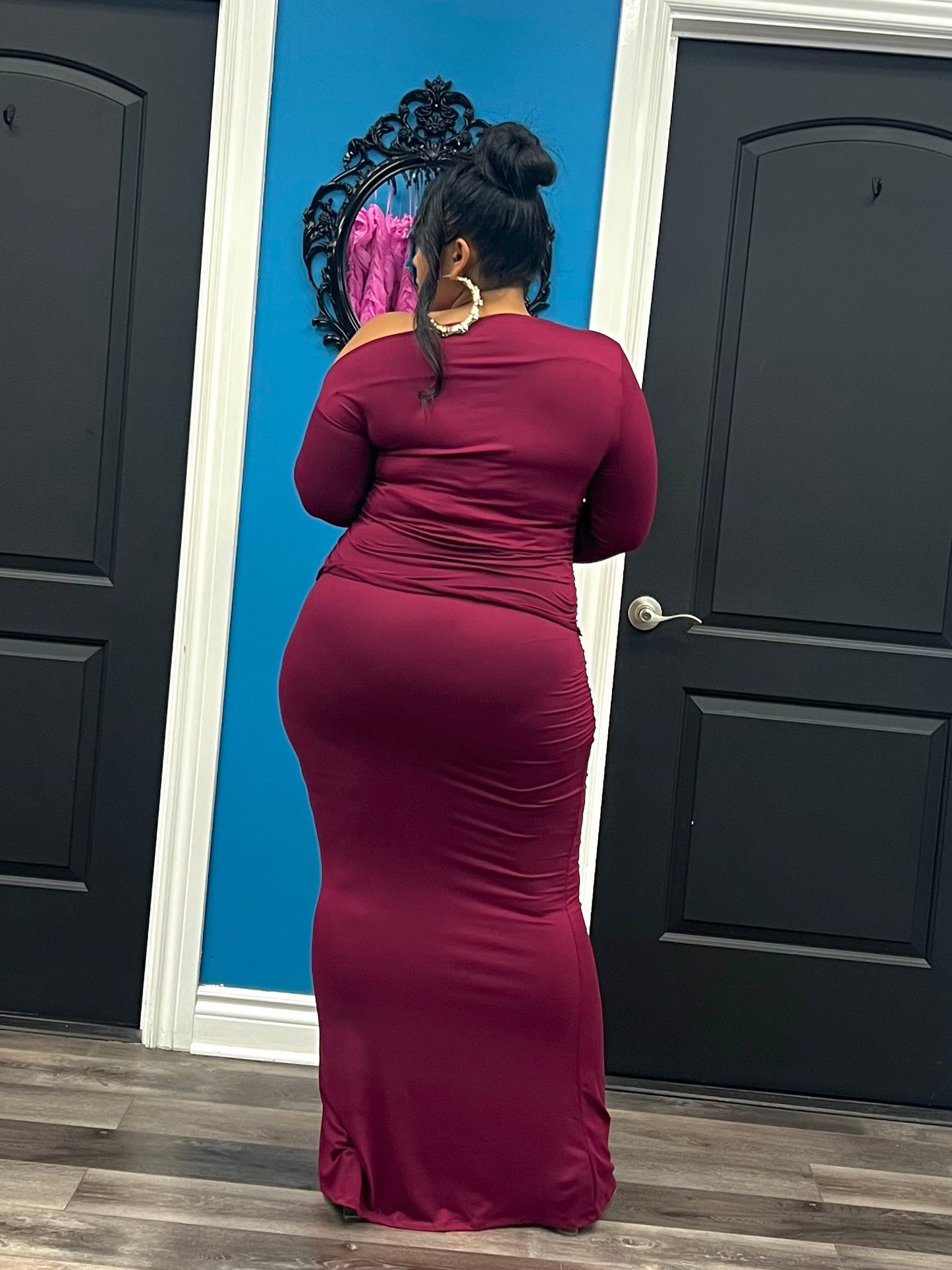 Wine Assatta Skirt Set