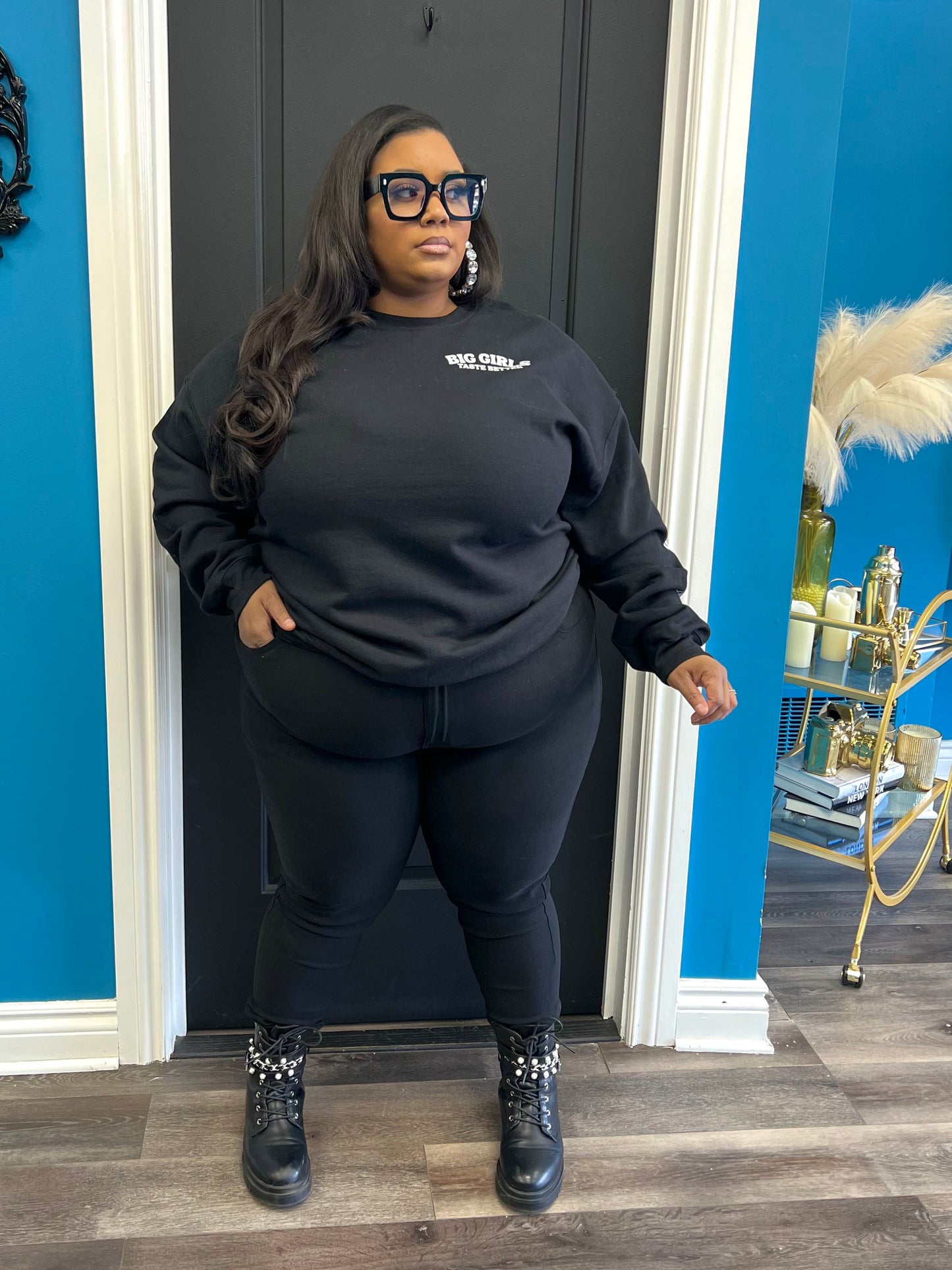 Black BIG Girls Taste Better Crewneck