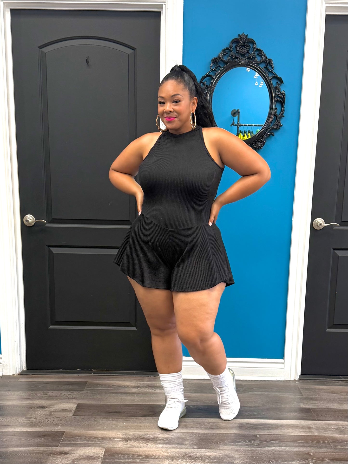 Black Chrissy Skater Romper