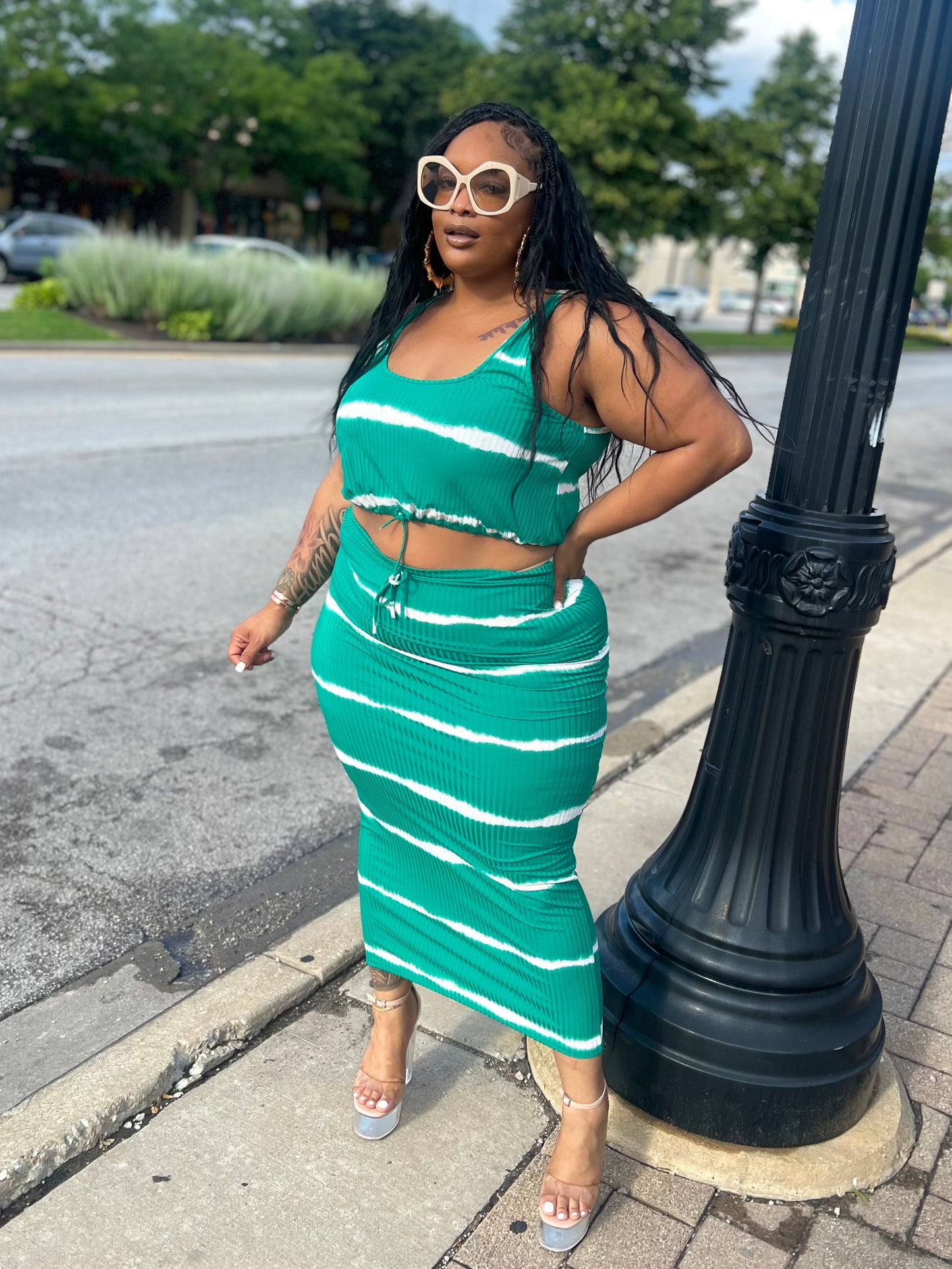 Green Leah Skirt Set