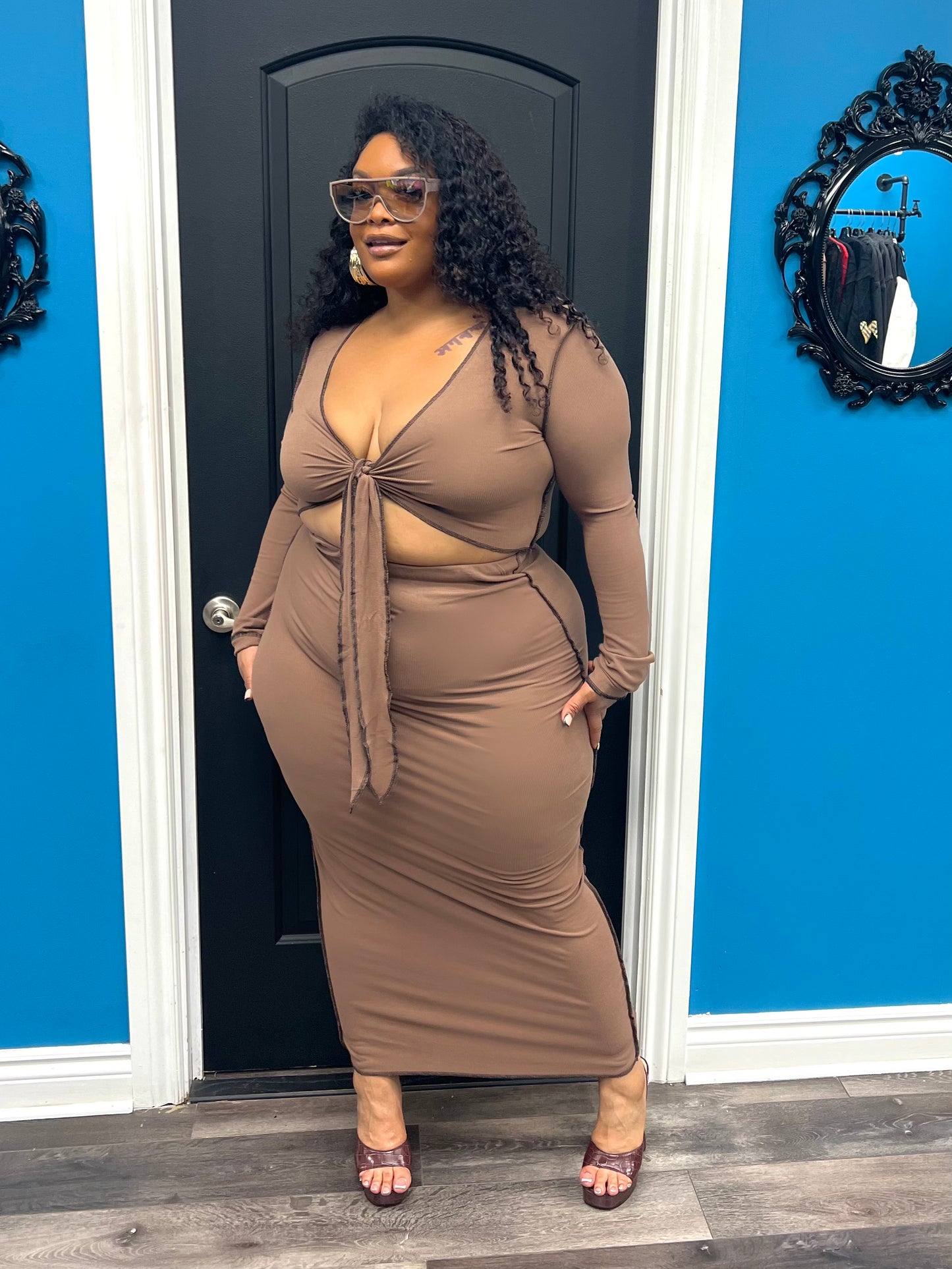 Mocha Brandi Skirt Set