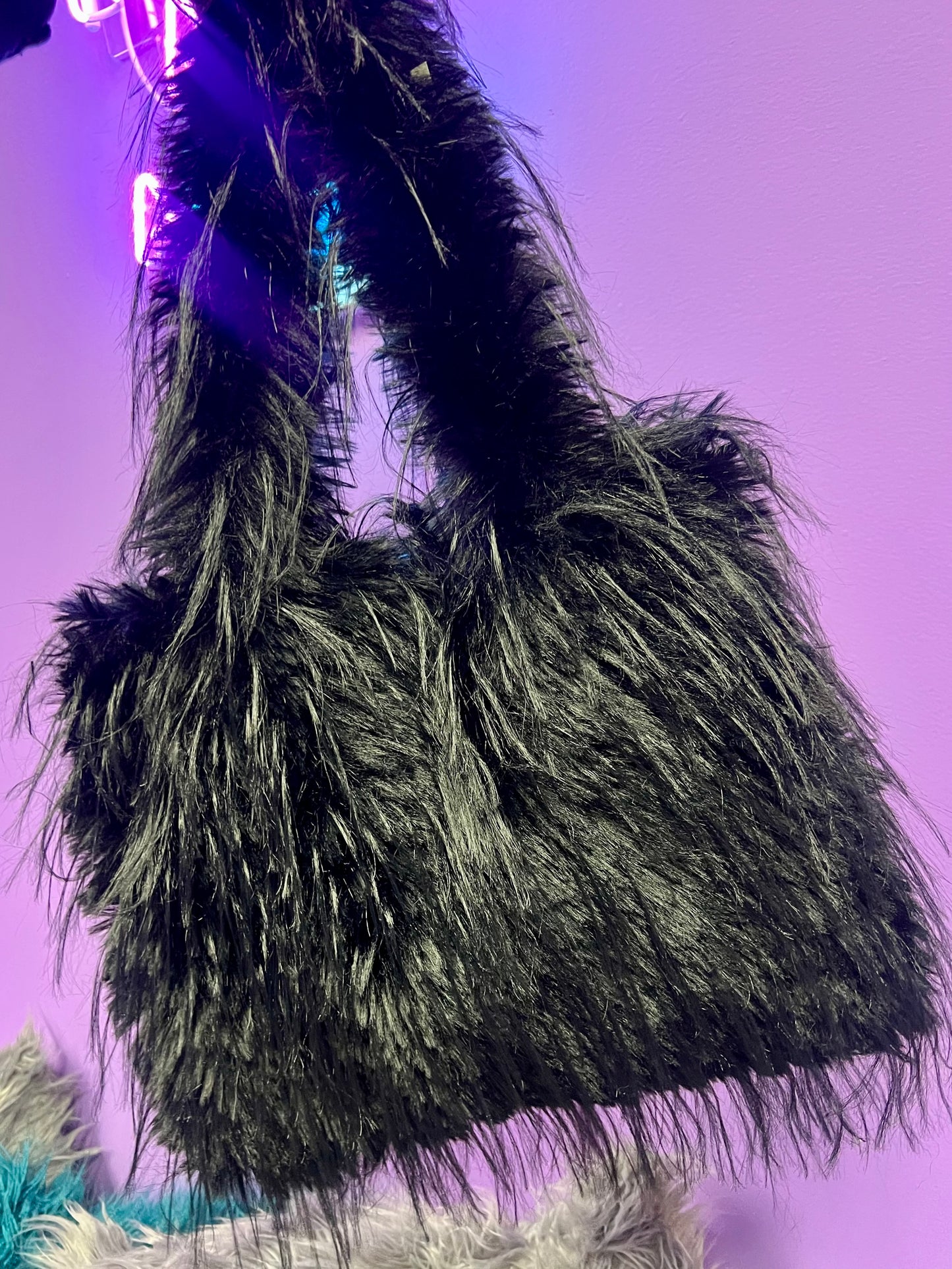 Black Fur Tote Bag