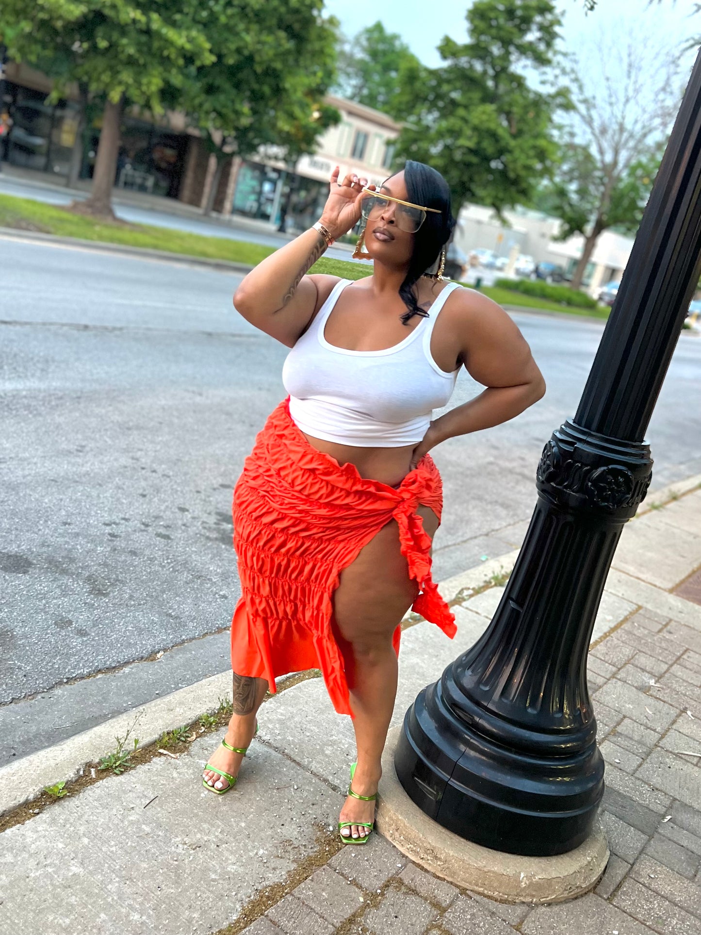 Orange Chiquita Wrap Skirt
