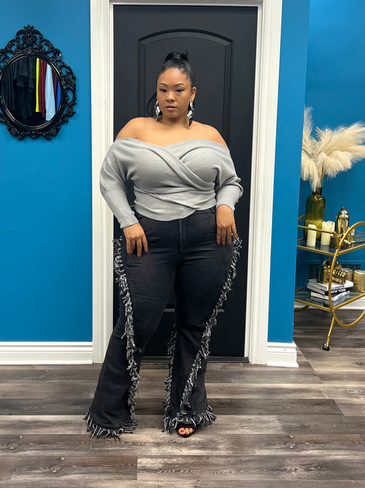 Grey Wrap Me Up Sweater