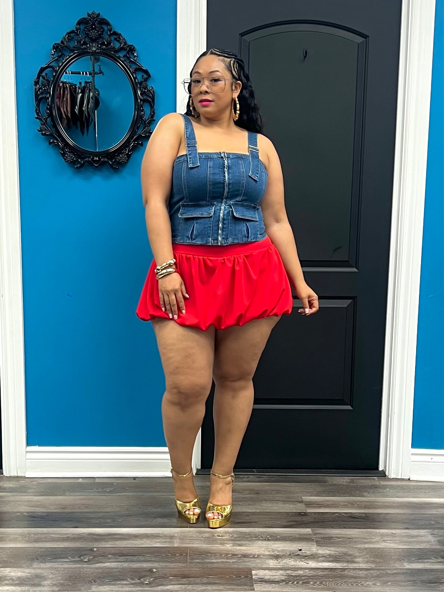 Red Bubbles Skater Skort