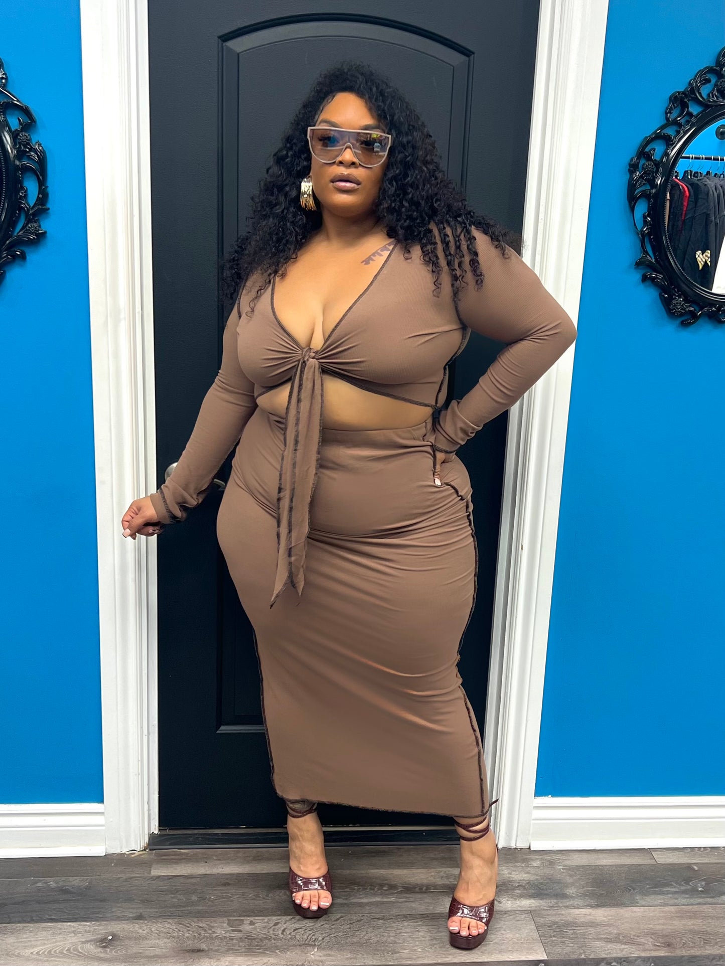 Mocha Brandi Skirt Set