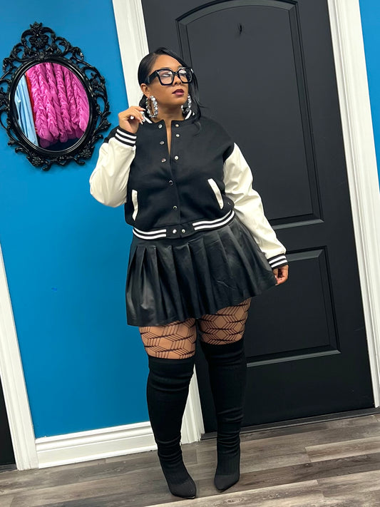 Black Faux Leather Skater Skirt