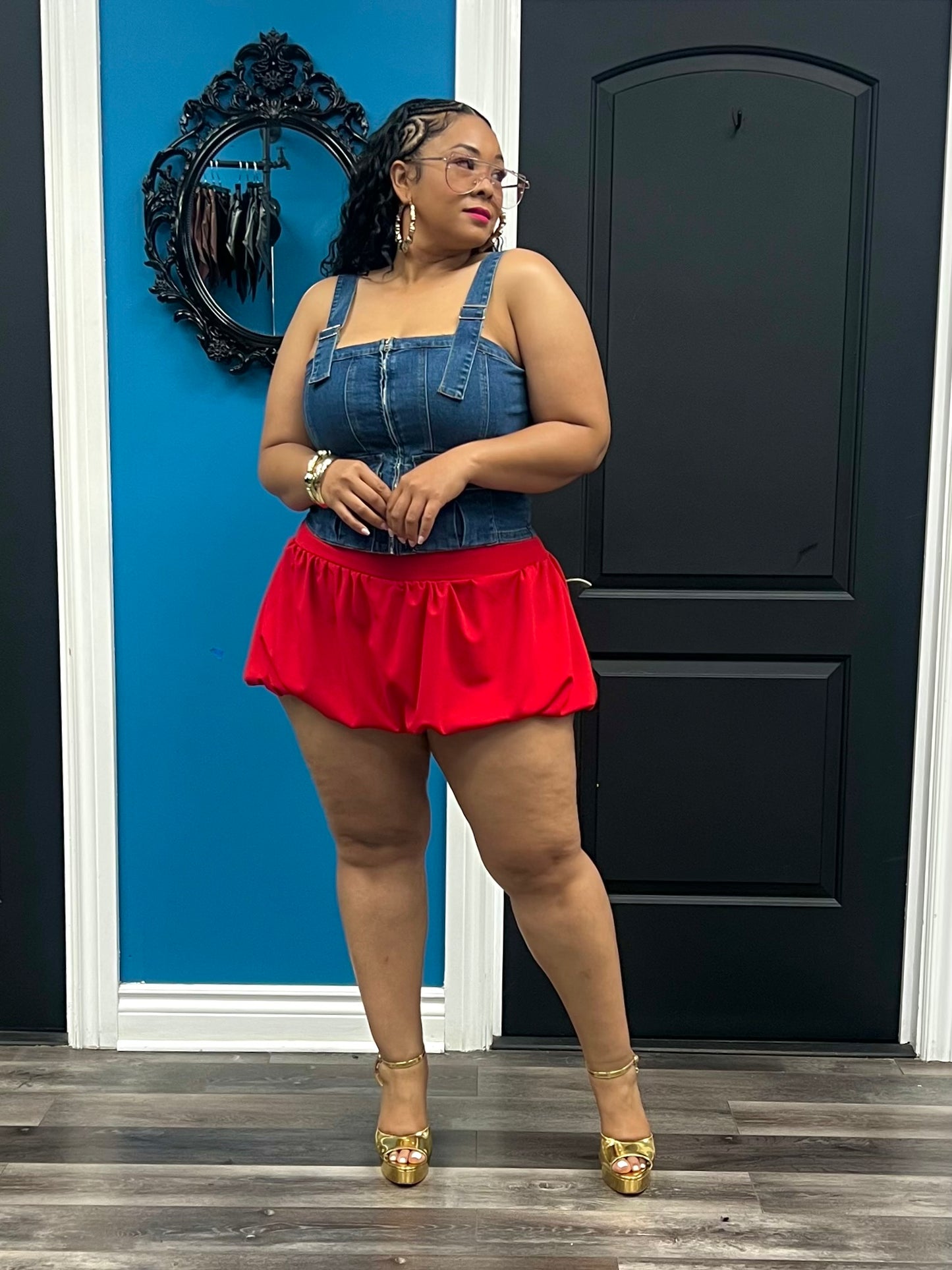 Red Bubbles Skater Skort