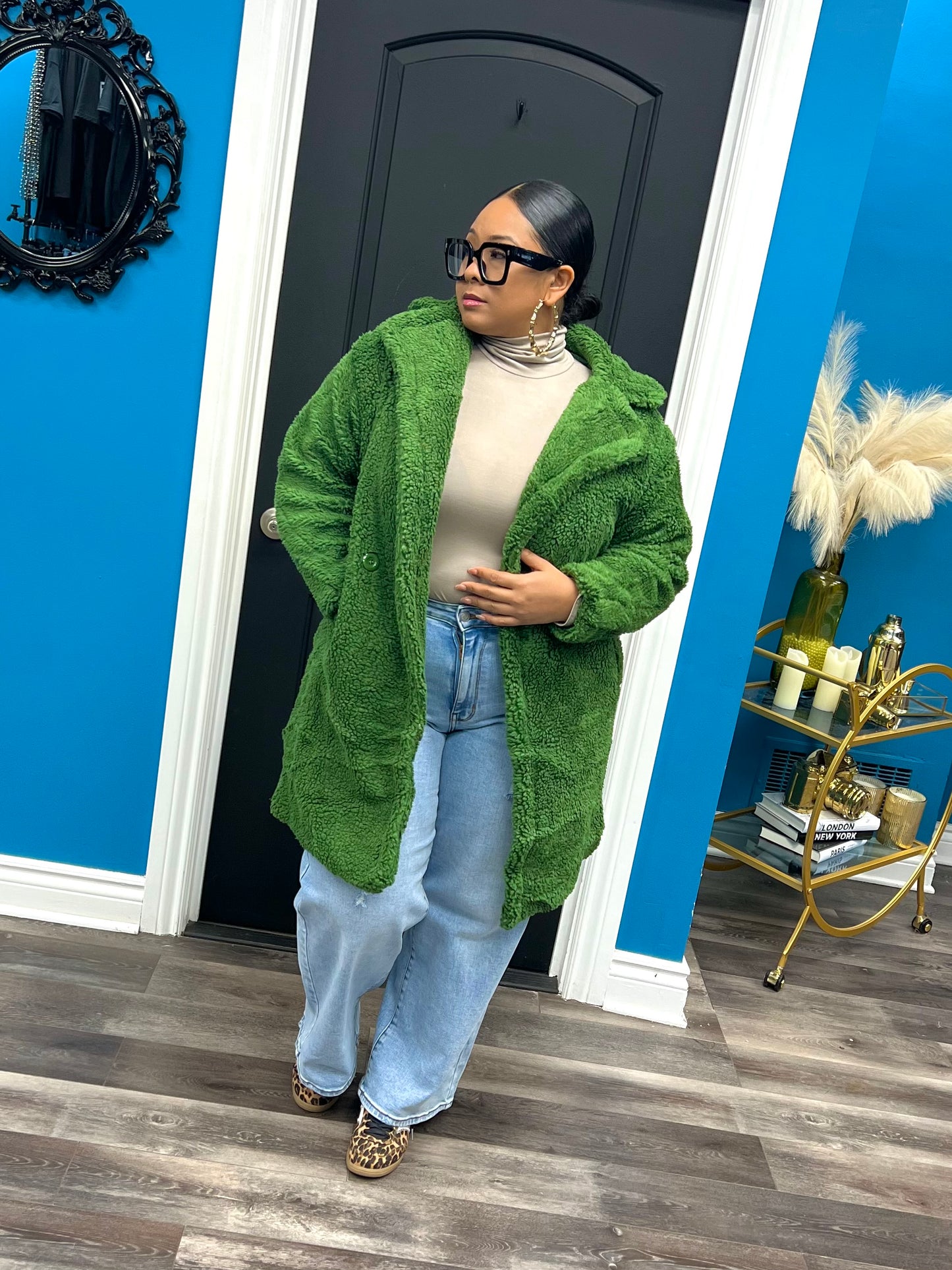 Green Teddy Coat