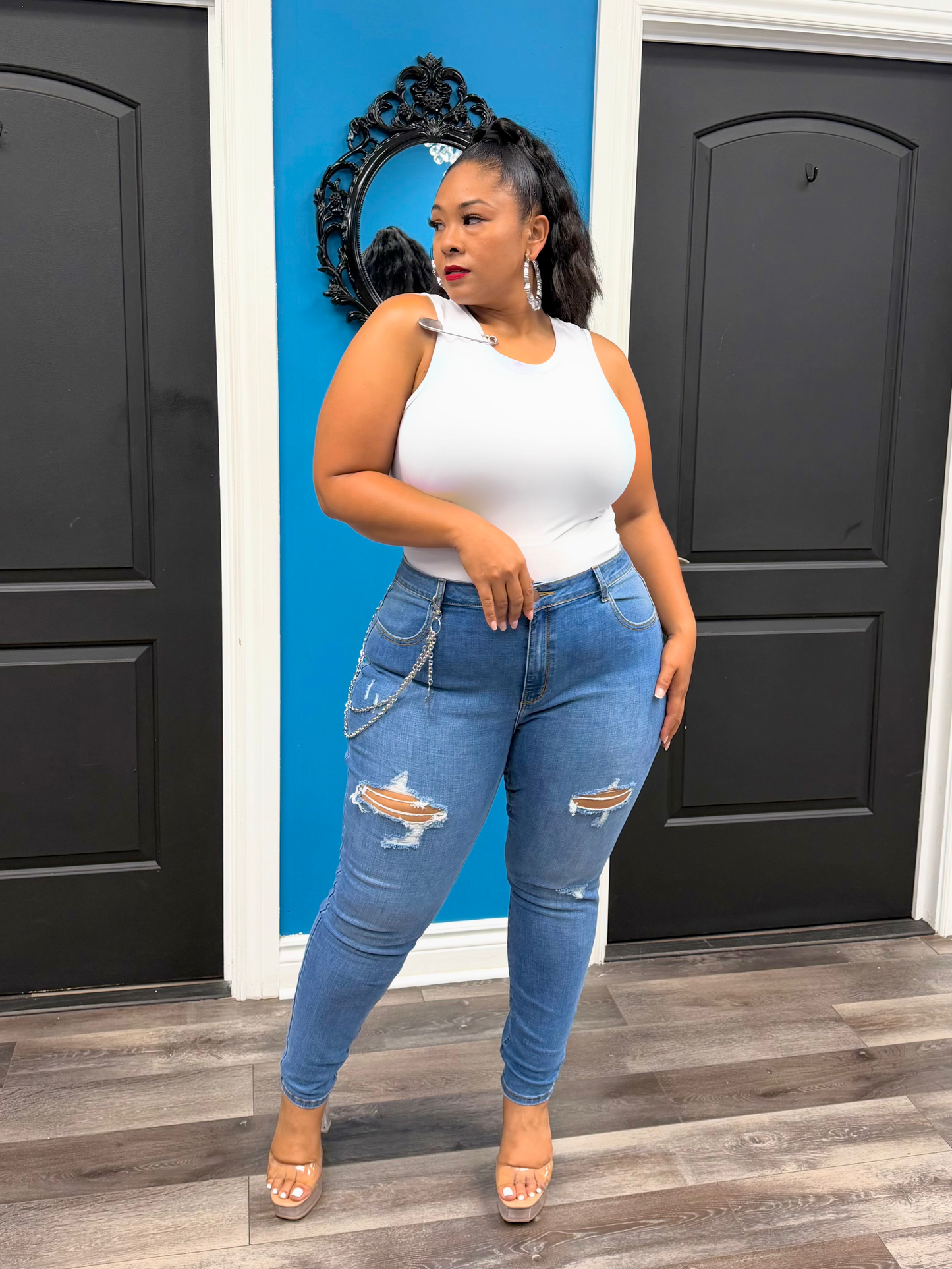 White Pinup Tank Bodysuit